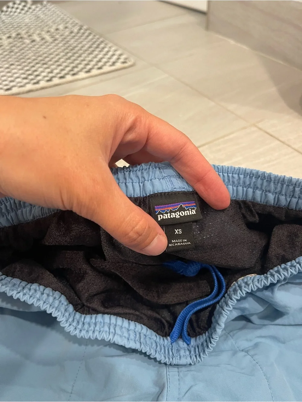 Patagonia Baggies Shorts XS Light Blue Mesh Lined Drawstring Swim Shorts - Picture 3 of 4